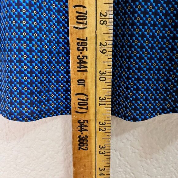 Butter Cloth Size L Blue Geometric Flip Cuff Preppy Office Button Dress Shirt - Picture 9 of 10